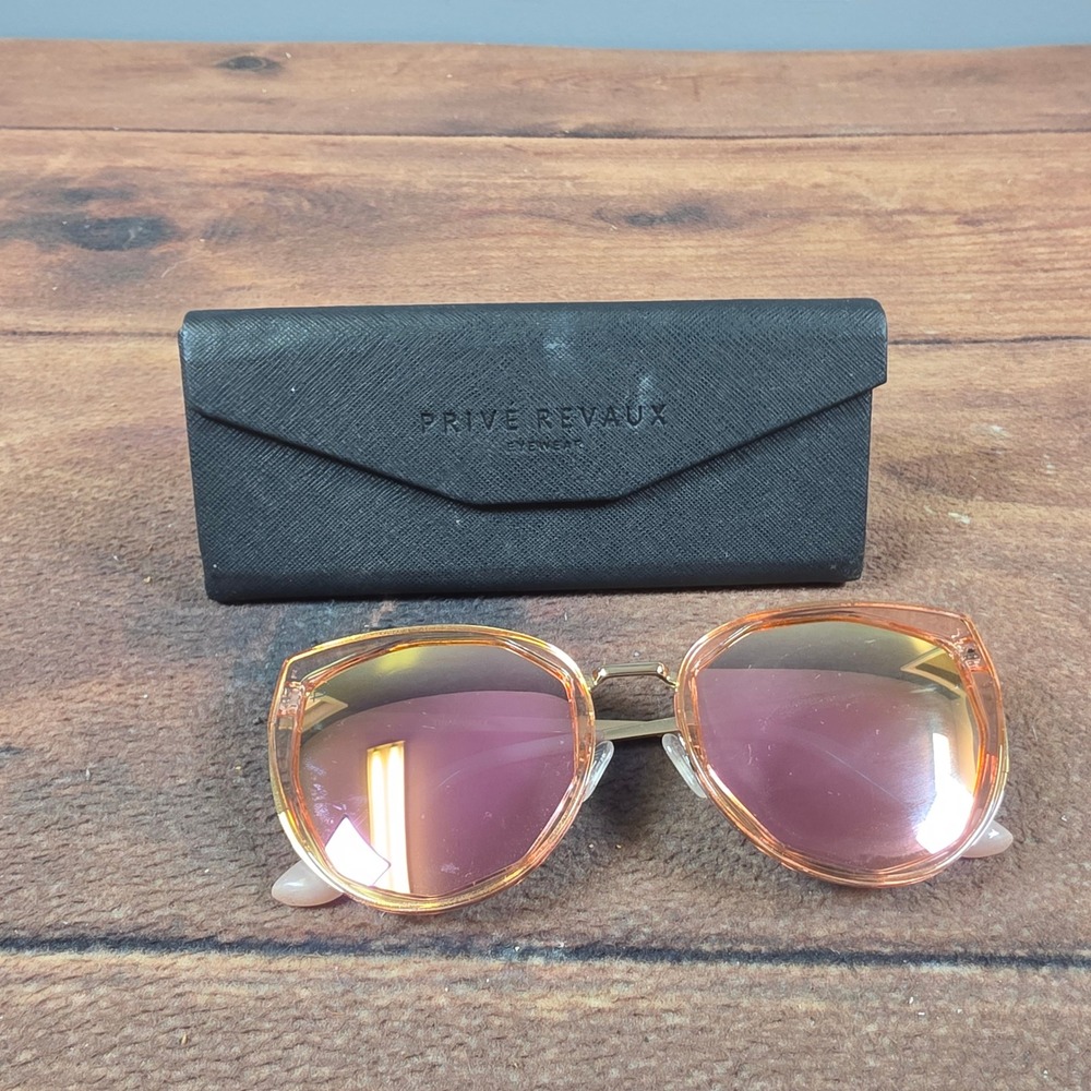 Prive Revaux Sunglasses Womens OS Peach Good The Artist Pink Mirror Cat Eye